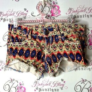 1st Kiss shorts Aztec boho jean denim mini booty Multicolor Patterned Jean